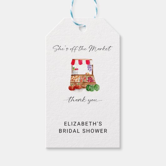 Ze is van de markt Bruidsfeest Dank je Cadeaulabel (Voorkant)