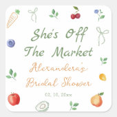 Ze is van de markt Bruidsjurk Borrel Vierkante Sticker (Voorkant)