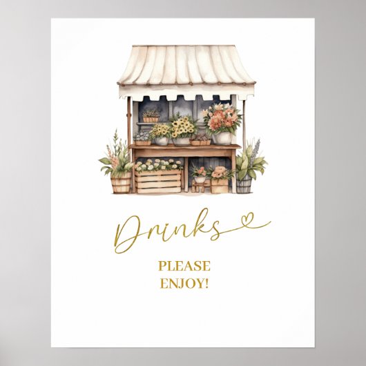 Ze is van de markt Drinken partij teken Poster (Voorkant)