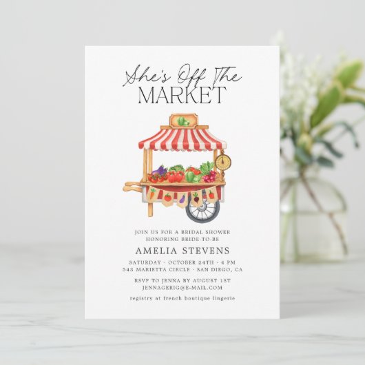 Ze is van de markt Farmer's Market Vrijgezellenfee Kaart (Staand voorkant)