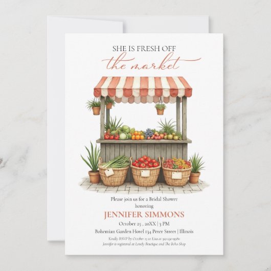 Ze is van de markt Farmer's Market Vrijgezellenfee Kaart (Voorkant)