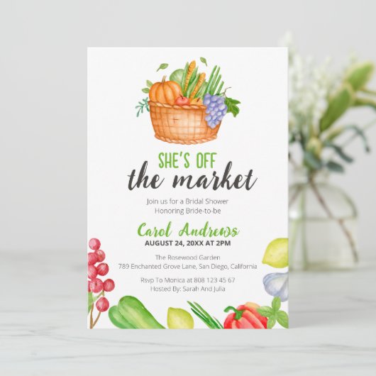 Ze is van de markt Farmer's Market Vrijgezellenfee Kaart (Staand voorkant)