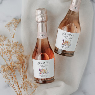 Ze is van de markt Farmer's Market Vrijgezellenfee Sparkling Wijnetiket