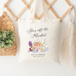 Ze is van de markt Farmer's Market Vrijgezellenfee Tote Bag<br><div class="desc">Introductie van onze charmante "She's Off the Market" vrijgezellenfeest collectie! Deze heerlijke suite beschikt over een speels boerenmarktthema, perfect om de aanstaande bruid te vieren. Met zijn grillige fruit, wijn en eten illustraties samen met een gezellige picknick ontwerp, deze suite zet de toon voor een leuke en stijlvolle bijeenkomst. Deze...</div>