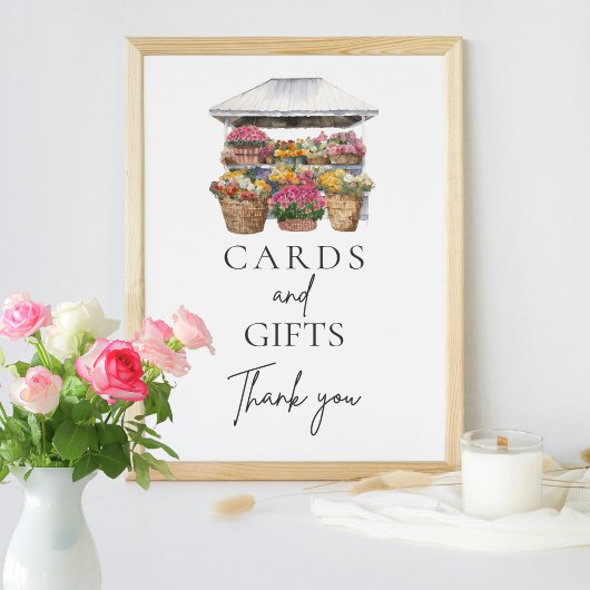 Ze is van de markt Floral Script Kaarten Gift Sign Poster