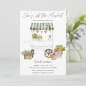 Ze is van de markt Floral Vrijgezellenfeest Invite Kaart (Staand voorkant)
