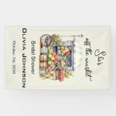 Ze is van de markt Franse Beige Bruidsdouche Spandoek (Horizontaal)