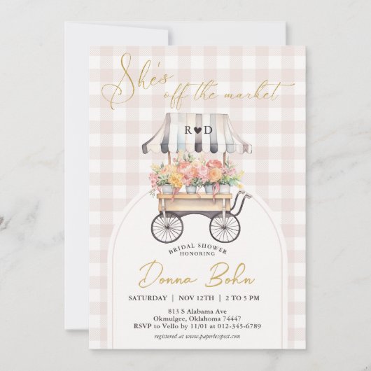 Ze is van de markt Gingham Vrijgezellenfeest Uitno Kaart (Voorkant)