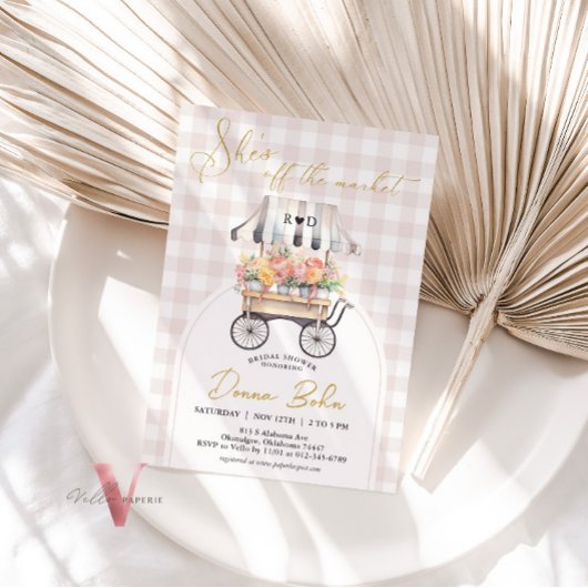 Ze is van de markt Gingham Vrijgezellenfeest Uitno Kaart