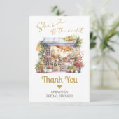 Ze is van de markt Gouden platte bedankkaart (Staand voorkant)