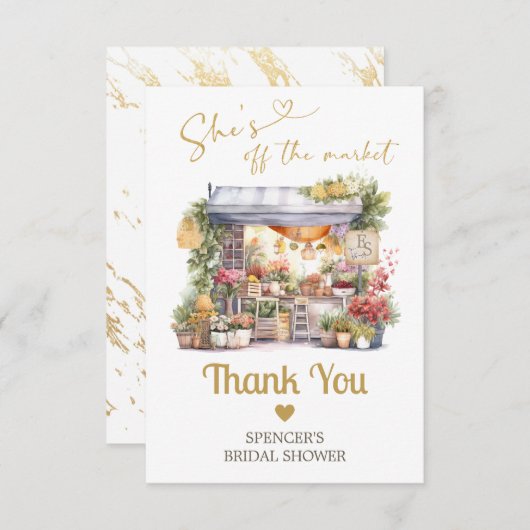 Ze is van de markt Gouden platte bedankkaart (Voorkant / Achterkant)