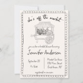 "Ze is van de markt" Hand getrokken Vrijgezellenfe Kaart (Voorkant)