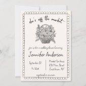 "Ze is van de markt" Hand getrokken Vrijgezellenfe Kaart (Voorkant)