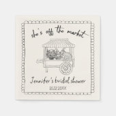 "Ze is van de markt" Hand getrokken Vrijgezellenfe Servet (Voorkant)