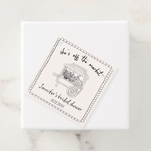 "Ze is van de Markt" Handgetekende Bruidscadeaufee Bedankjes Labels (In situ)