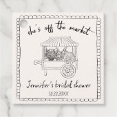 "Ze is van de Markt" Handgetekende Bruidscadeaufee Bedankjes Labels (Voorkant)