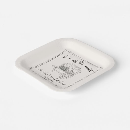 "Ze is van de markt" Handgetekende Bruidsdouche Papieren Bordje (Gebogen)