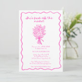 Ze is van de markt handgetekende Vrijgezellenfeest Kaart (Staand voorkant)