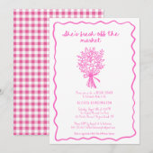 Ze is van de markt handgetekende Vrijgezellenfeest Kaart (Voorkant / Achterkant)