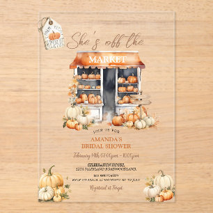 Ze is van de markt Herfst Pompoen Bruiloftsborrel Acryl Uitnodigingen