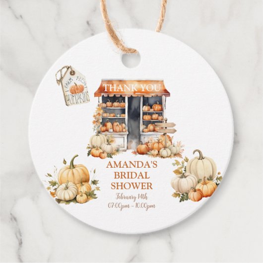 Ze is van de markt Herfst pompoen dank u Bedankjes Labels (Voorkant)