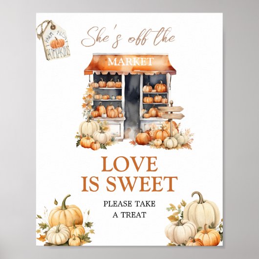 Ze is van de markt Herfst pompoen liefde is lief Poster (Voorkant)