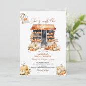 Ze is van de markt Herfst pompoen Vrijgezellenfees Kaart (Staand voorkant)