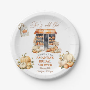 Ze is van de markt Houten herfstpompoen bruidsfees Papieren Bordje