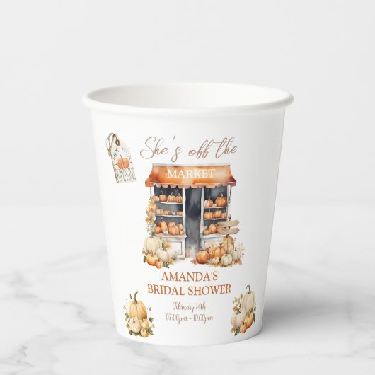 Ze is van de markt Houten Pompoen Bruidsdiner  Papieren Bekers (Achterkant)