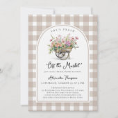 Ze is van de markt Karren Gingham Bruidsdiner Kaart (Voorkant)