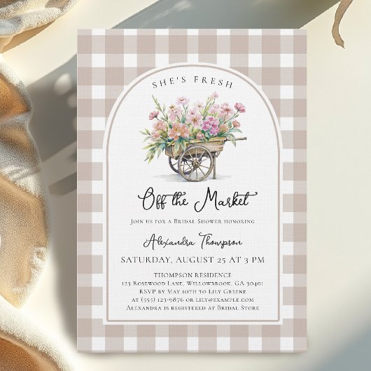 Ze is van de markt Karren Gingham Bruidsdiner Kaart