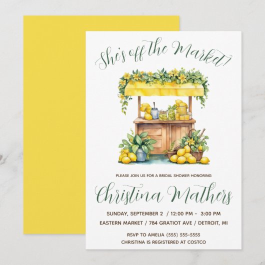 Ze is van de markt! Lemonade Stand Vrijgezellenfee Kaart (Voorkant / Achterkant)