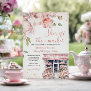 Ze is van de markt Pink Flowers Vrijgezellenfeest Kaart