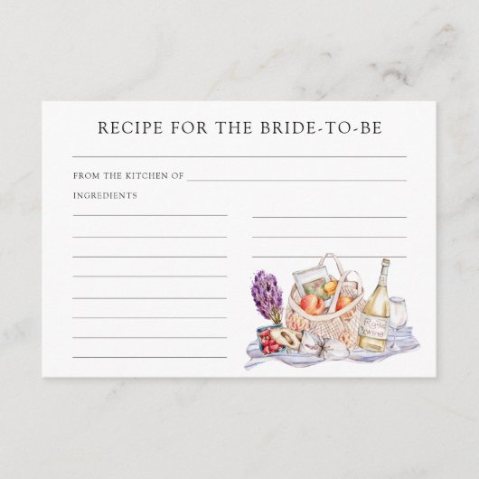 Ze is van de markt recept voor de bruid informatiekaartje (Voorkant)