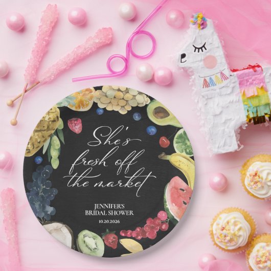 Ze is van de markt | schoolbord-Vrijgezellenfeest Papieren Bordje (Feest)