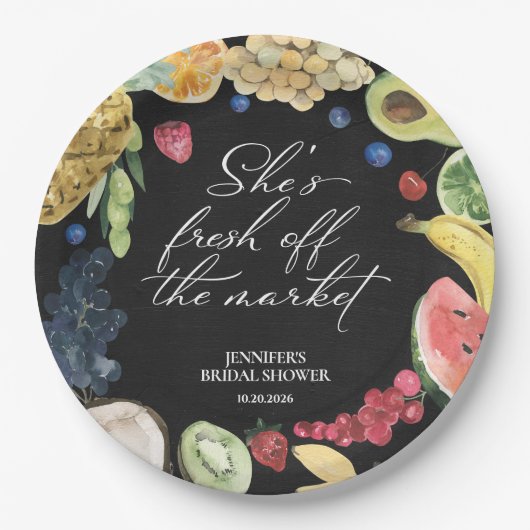 Ze is van de markt | schoolbord-Vrijgezellenfeest Papieren Bordje (Voorkant)
