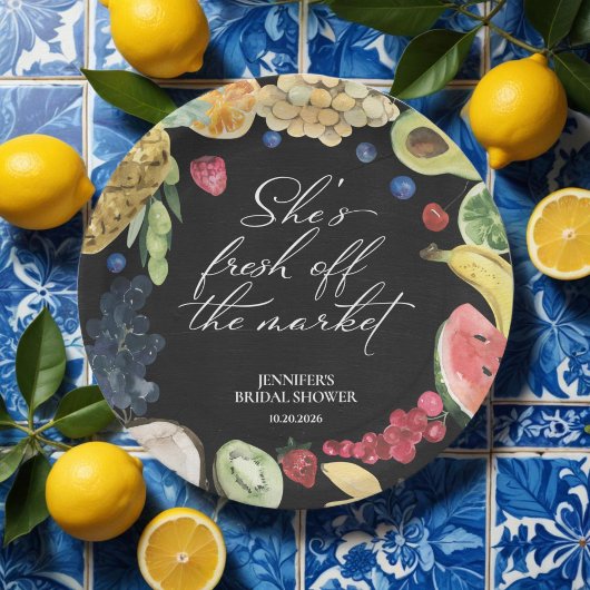 Ze is van de markt | schoolbord-Vrijgezellenfeest Papieren Bordje