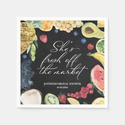 Ze is van de markt | schoolbord-Vrijgezellenfeest Servet (Voorkant)