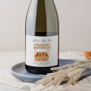 Ze is van de markt sparkling wijnetiket