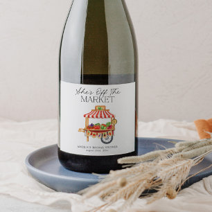 Ze is van de markt sparkling wijnetiket