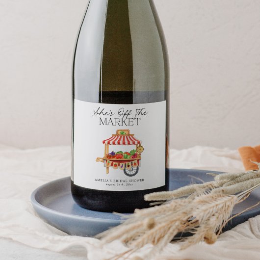 Ze is van de markt sparkling wijnetiket