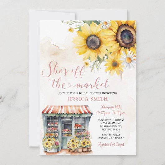 Ze is van de markt Sunflower Vrijgezellenfeest Kaart (Voorkant)