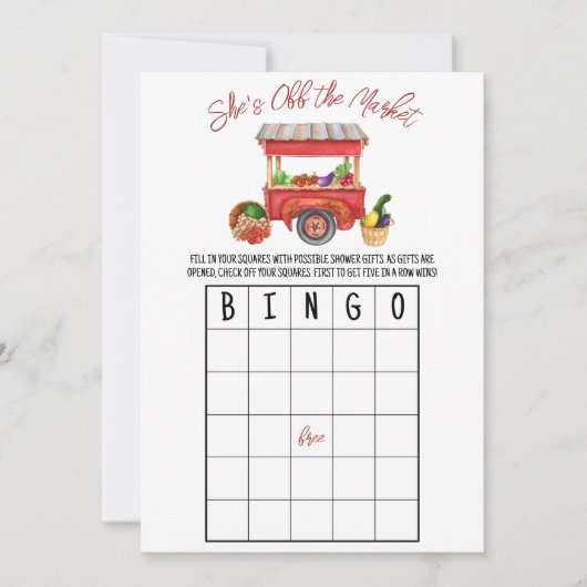 Ze is van de markt Vrijgezellenfeest BINGO Game In Kaart (Voorkant)