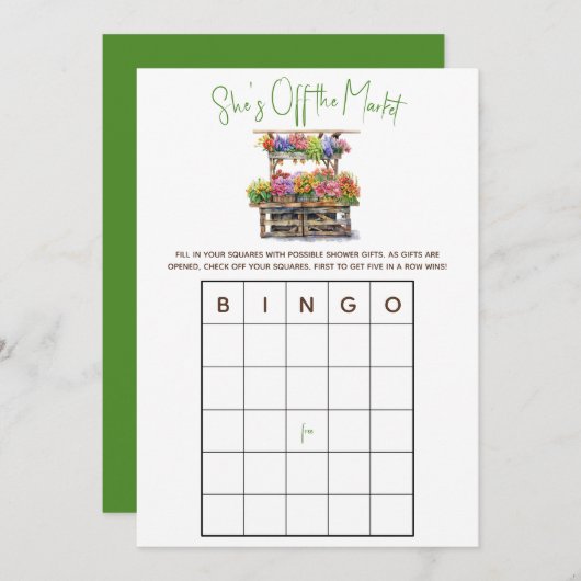 Ze is van de markt Vrijgezellenfeest BINGO Game In Kaart (Voorkant / Achterkant)