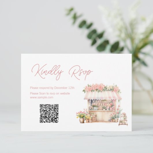 Ze is van de markt Vrijgezellenfeest QR Rsvp kaart (Staand voorkant)