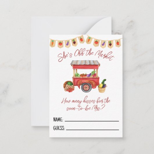 Ze is van de markt Vrijgezellenfeest raden spel Notitiekaartje (Voorkant)