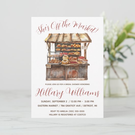 Ze is van de markt! Vrijgezellenfeest van de bakke Kaart (Staand voorkant)