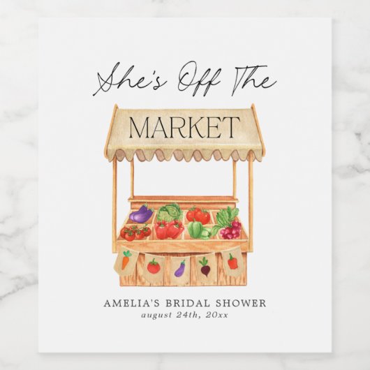 Ze is van de markt wijn etiket (Enkel label)