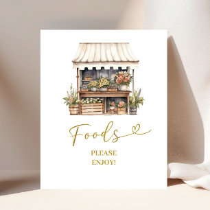 Ze is van het bord van het marktvoedselfeest poster