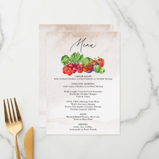 Ze is van het Market Farmers Market Vrijgezellenfe Menu (Voorkant / Achterkant in situ)